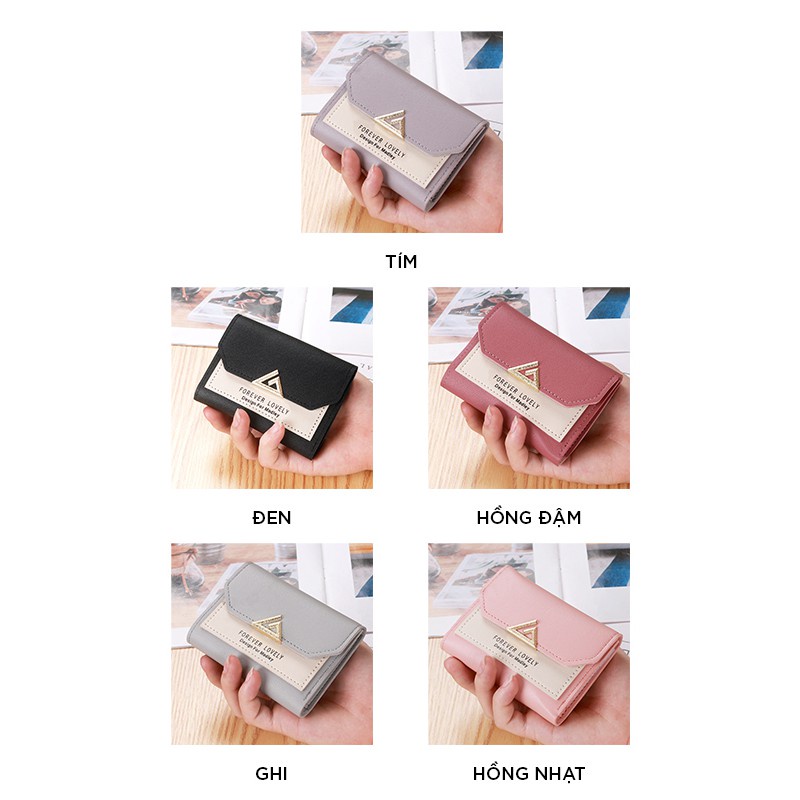 ] Ví in forever young nhiều ngăn tiện dụng,💖FREESHIP💖 ví nữ ngắn da cao cấp