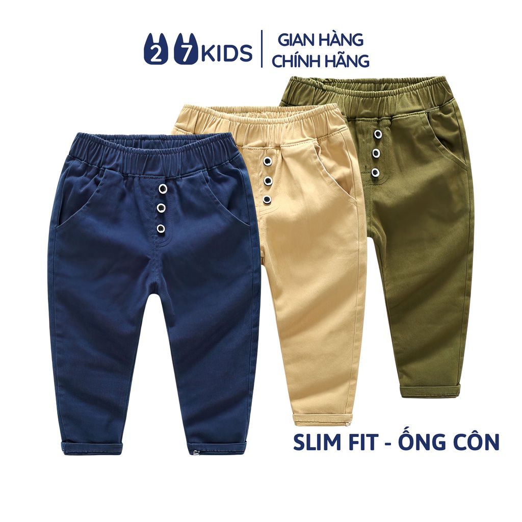 Quần dài Kaki ống côn Slimfit bé trai 27Kids WELLKIDS Quần thu đông lịch sự nam cho trẻ từ 2-10 tuổi BLKK1