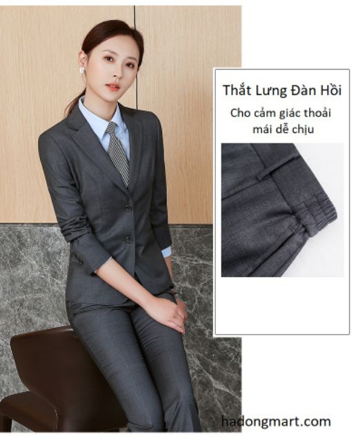 Bộ vest cho nữ quản lý nhà hàng khách sạn bao gồm áo và quần và váy (Hà Đông Mart)