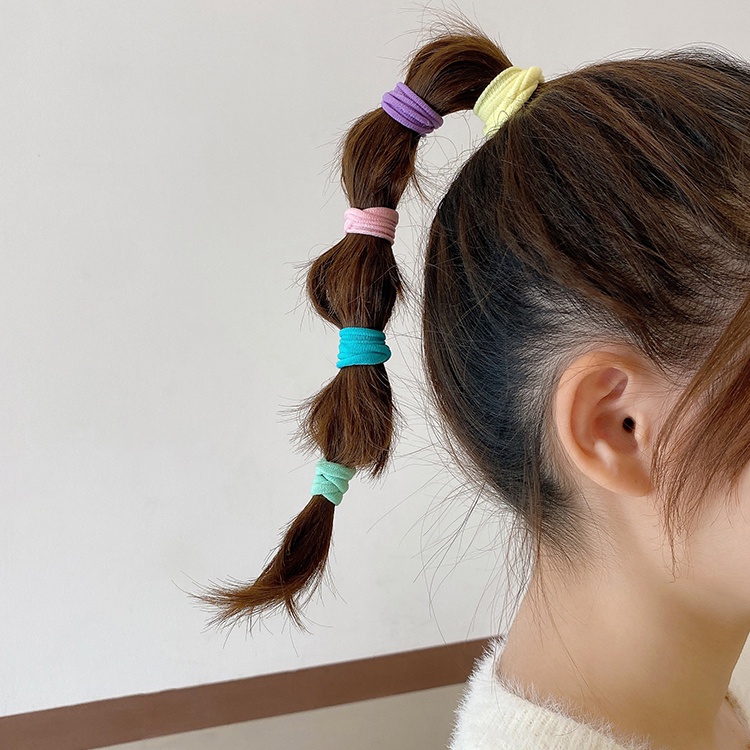 Set 50 Dây Buộc Tóc Co Giãn Nhiều Màu Sắc Phong Cách Hàn Quốc Cho Nữ