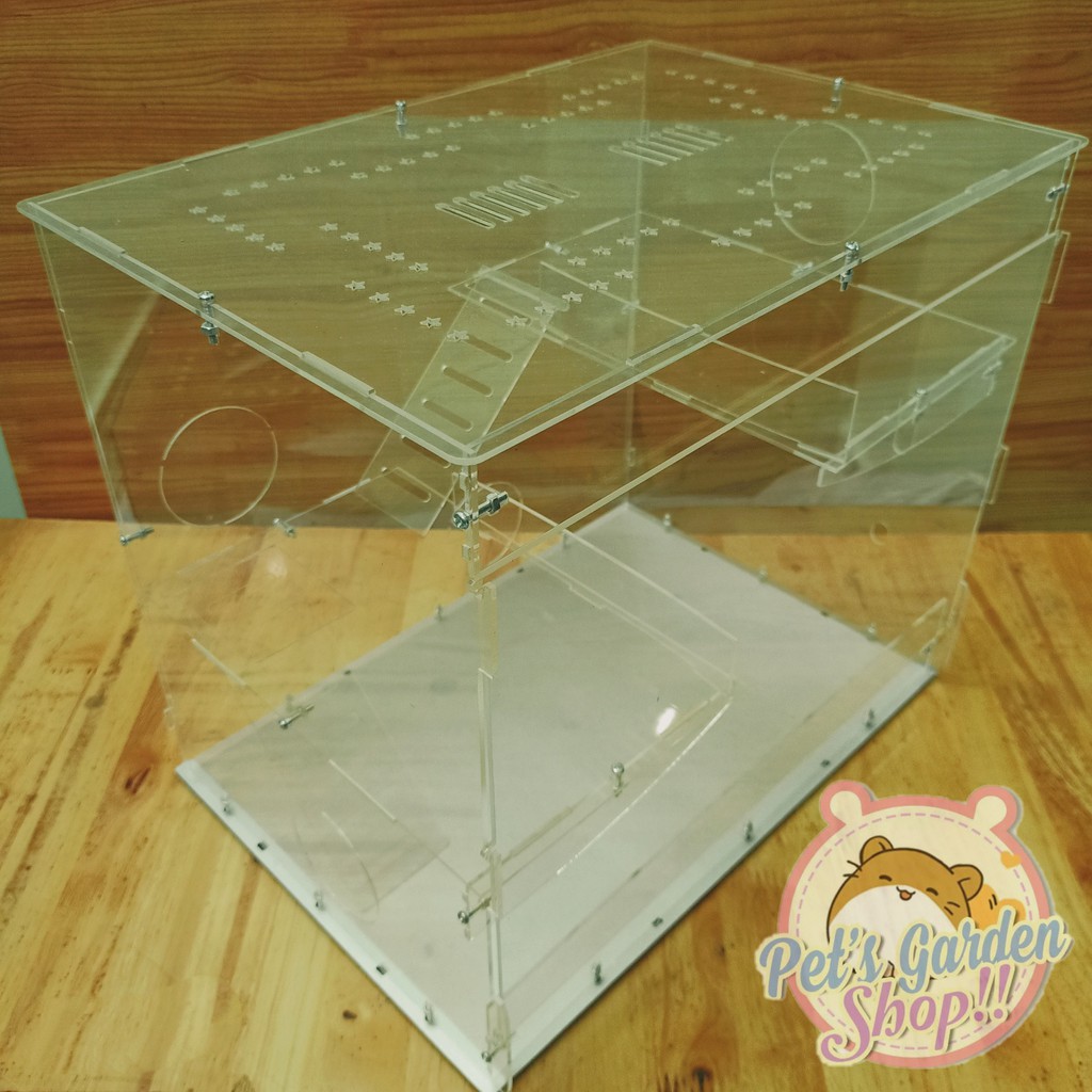 Lồng mika lắp ráp, 2 tầng, full mika size 40*30*30 cho hamster