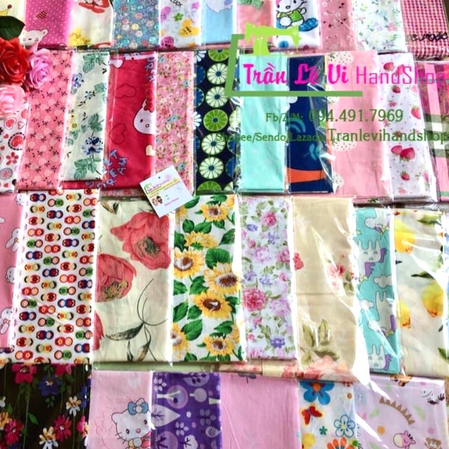 🌸VẢI MAY SCRUNCHIES CẮT SẴN TẶNG CHUN+KIM+CHỈ 🌈