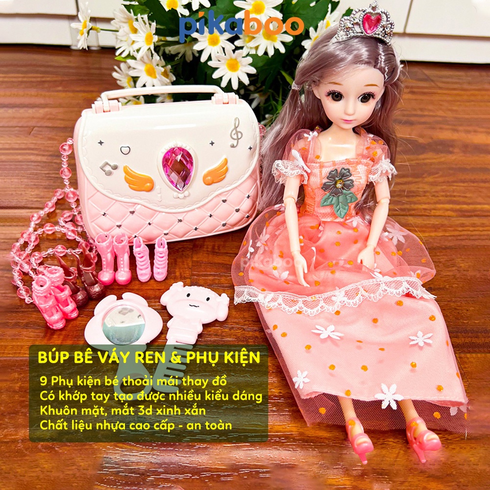 (Summer Sale 50%) Búp bê bé gái cao cấp Pikaboo, mắt 3D, khuôn mặt xinh xắn, chất liệu an toàn (CÒN MÀU TRẮNG)