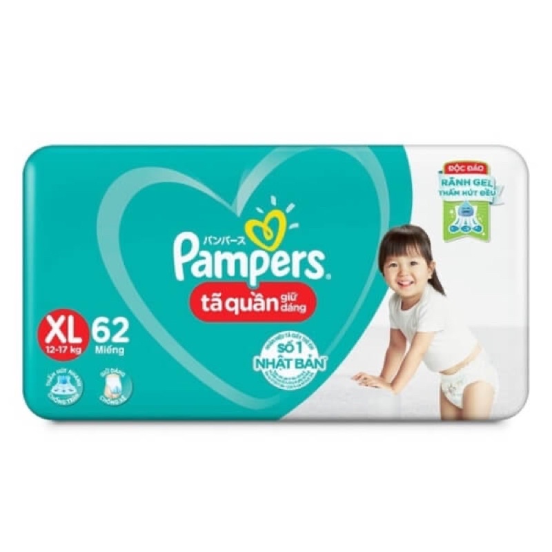 TÃ QUẦN PAMPERS SIZE XL 62 MIẾNG (12 - 17KG)/ BỈM QUẦN PAMPERS XL62