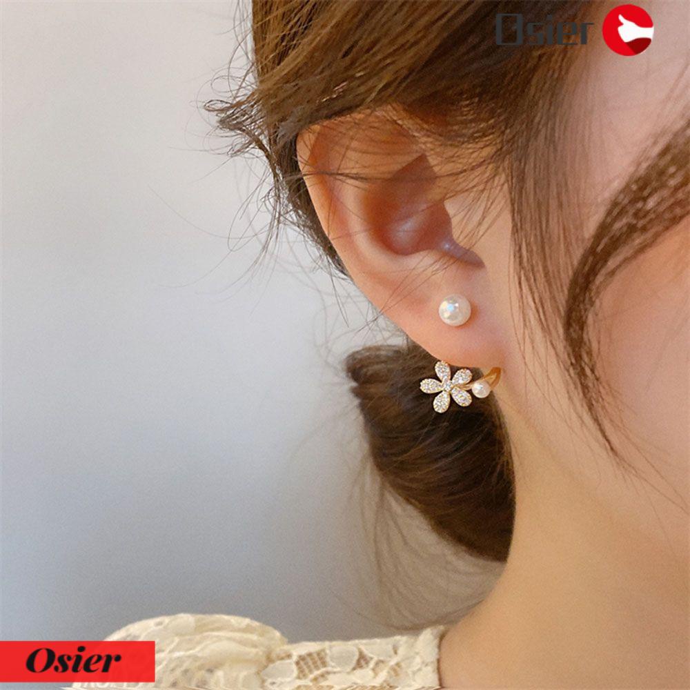 Bông Tai Đính Ngọc Trai Hình Hoa Sang Trọng Cho Tiệc Cưới 1|Cho phụ nữ