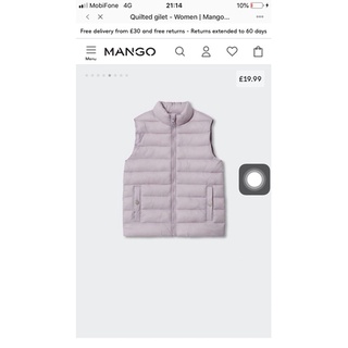 Áo gilê phao MANGO dư xịn