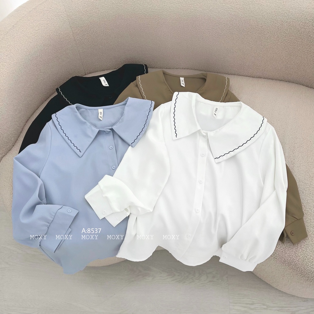 SP008537-Áo somi cổ thêu