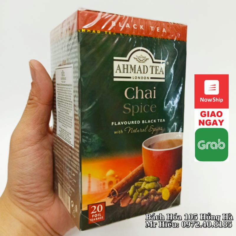 [T1/2023] Trà Ahmad Tea vị Chai Ấn Độ hộp 20 gói - Chai Spice