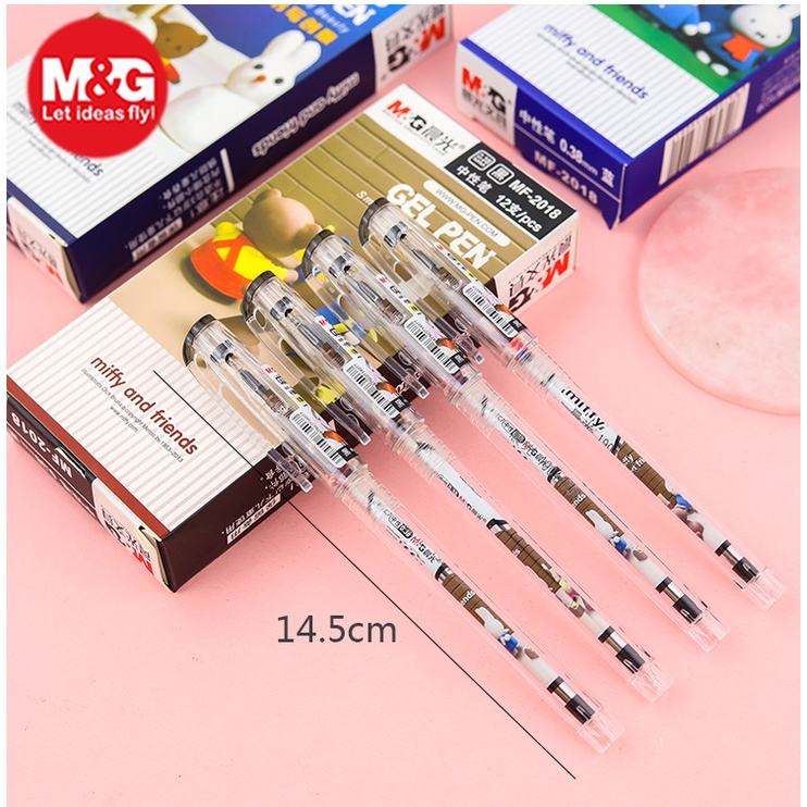 Bút bi nước nét mảnh 0.38, MF2018 mực mịn không bị phai viết êm trơn