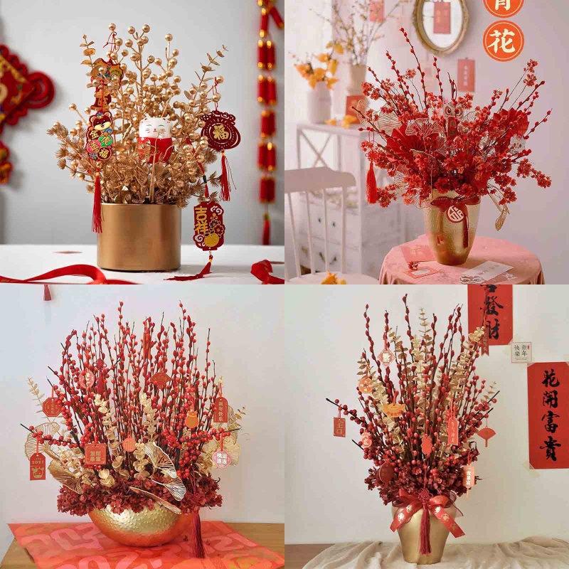 Chậu Hoa Bằng Kim Loại Để Bàn Trang Trí Năm Mới