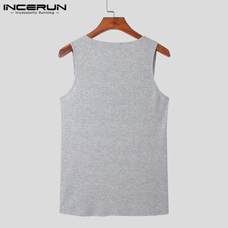 Áo sát nách INCERUN không tay dáng ôm màu trơn thời trang mùa hè cho nam