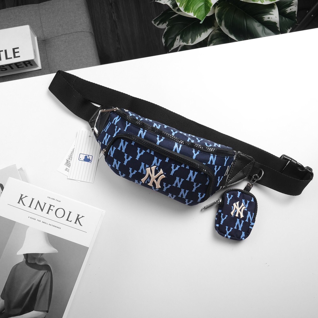 Túi đeo chéo MLB NY monogram Kèm Ví Nhỏ unisex đeo bụng bao tử thiết kế thời trang sang trọng chất vải chống nước