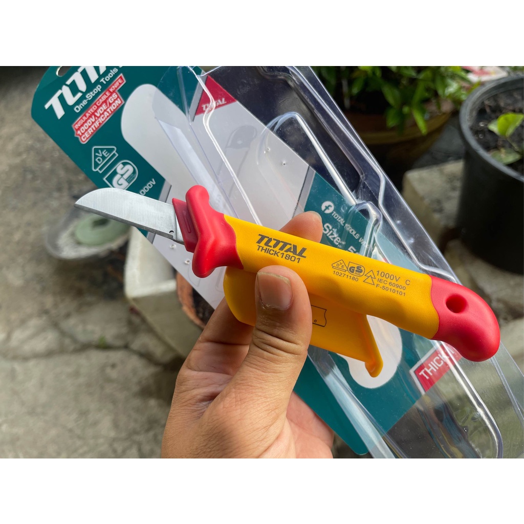 Dao tước dây điện lưỡi thẳng cách điện 1000V TOTAL THICK1801 50x100mm chứng nhận VDE/GS dao tuốt dây điện [CHÍNH HÃNG]