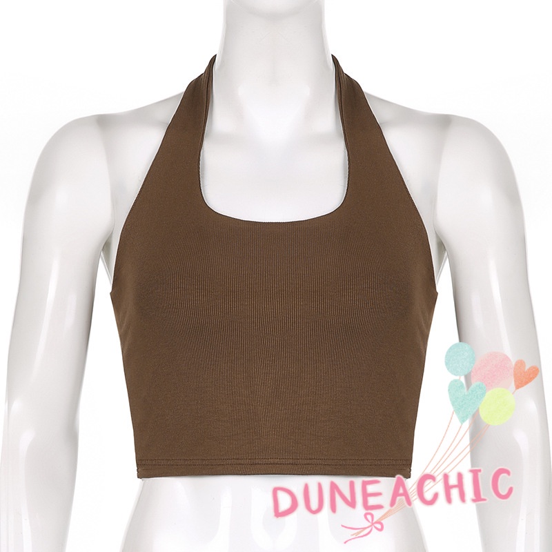 Áo Croptop Hai Dây Màu Trơn Hở Lưng Gợi Cảm Cho Nữ