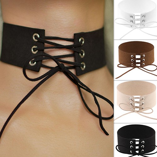 Vòng Choker Bản Rộng Đan Thắt Dây Phong Cách Vintage Thời Trang Dành Cho Nữ