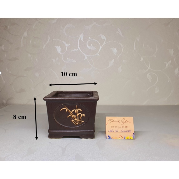 Chậu trồng cây cảnh , tiểu cảnh , cây  bon sai , hoa  , Kiểu Hình Vuông , Gốm Sứ Bát Tràng  ~