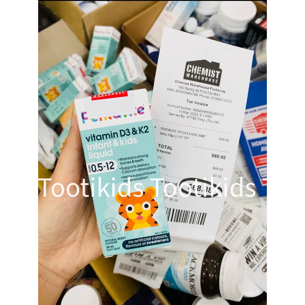 Vitamin D3K2 Pentavite nội địa Úc cho bé từ 6 tháng - 12 tuổi
