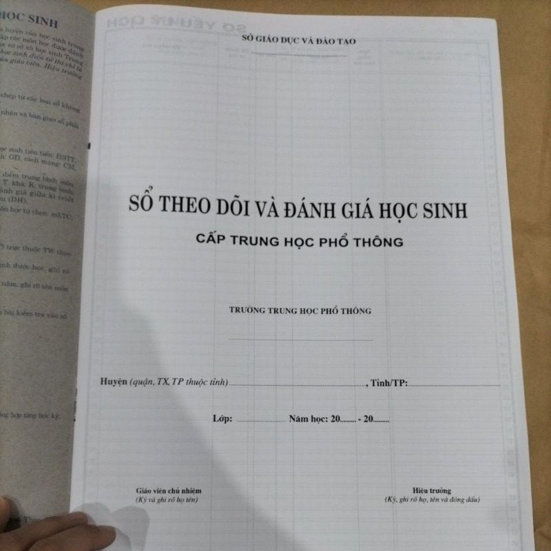 (4 quyển) Sổ theo dõi và đánh giá học sinh trung học phổ thông