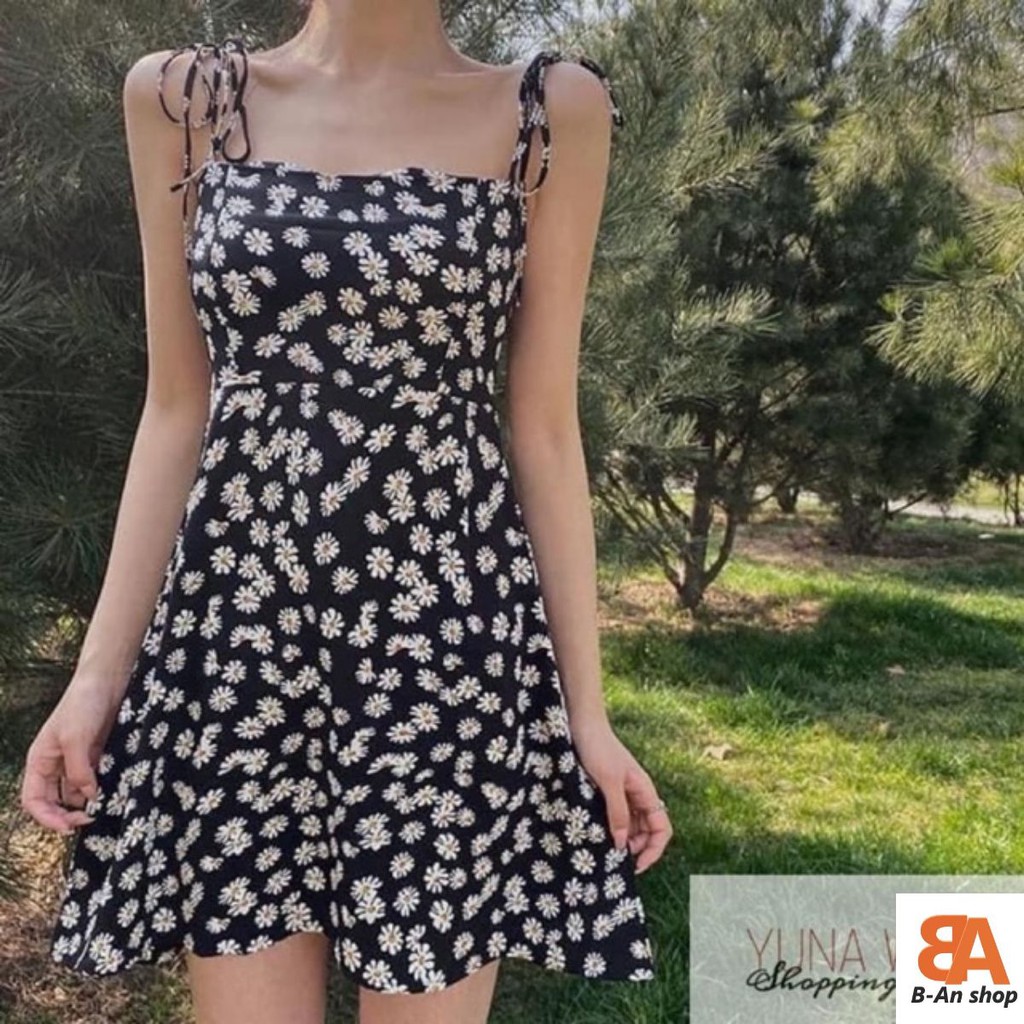 Đầm hai dây cột nơ Voan hoa (dài 80cm) | BigBuy360 - bigbuy360.vn