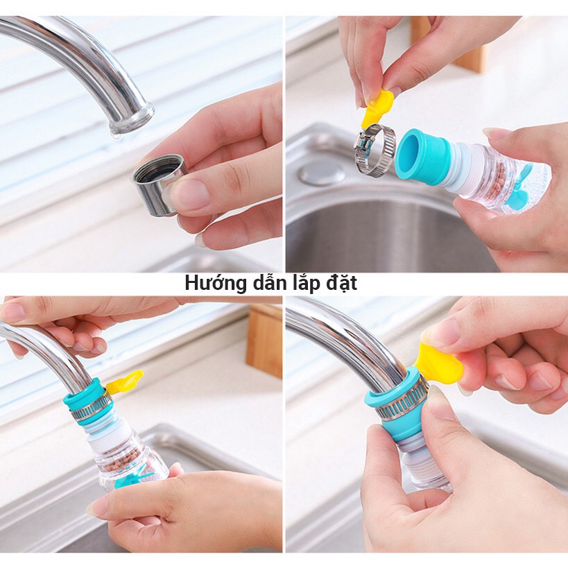 Đầu vòi lọc nước tăng áp xoay 360 độ - Dùng cho bồn rửa chén, bát