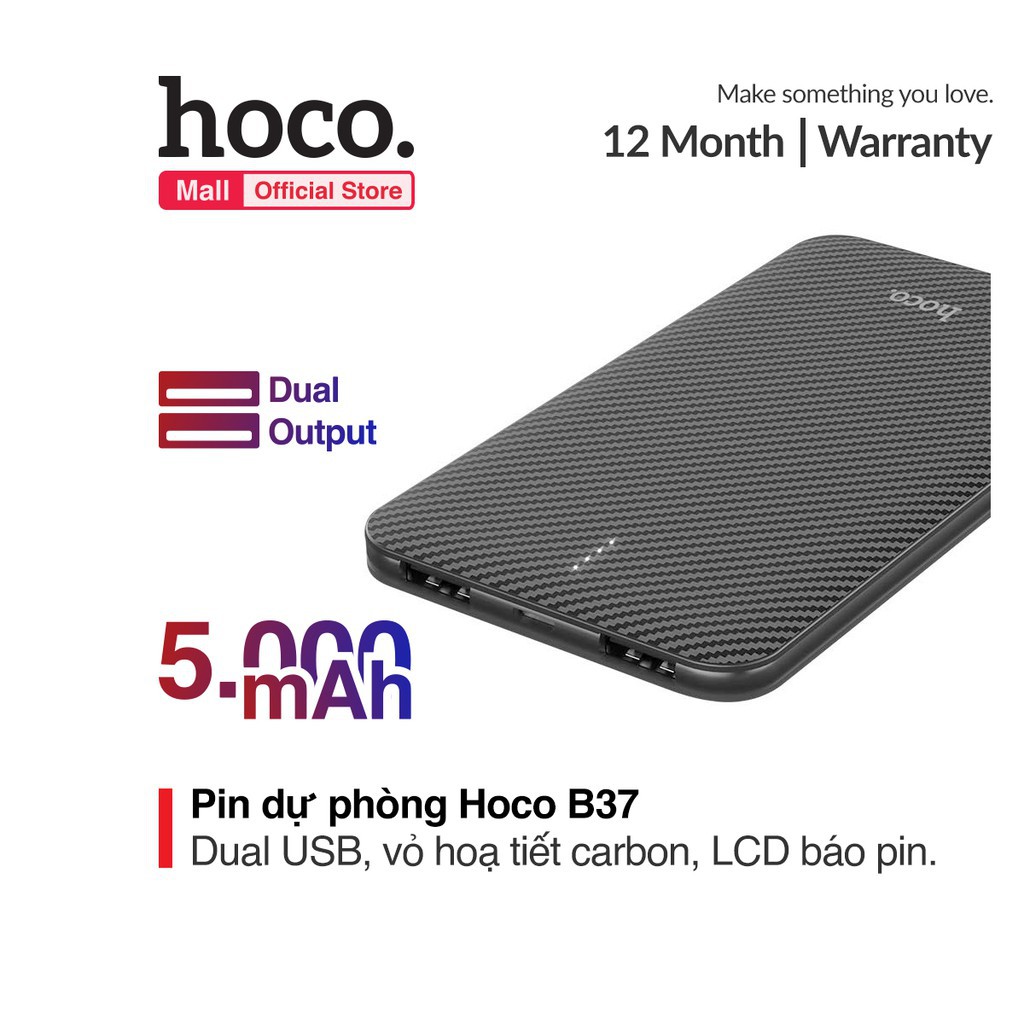 [ Giá siêu rẻ,chính hãng ] PIN Sạc Dự Phòng Hoco B37 - Dung lượng 5000 mAh - 11 PRO MAX