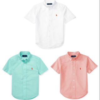 ⭐Áo sơ mi TAY NGẮN Thô Linen Oxford MÀU TRƠN bé trai. Polo RalpLauren.