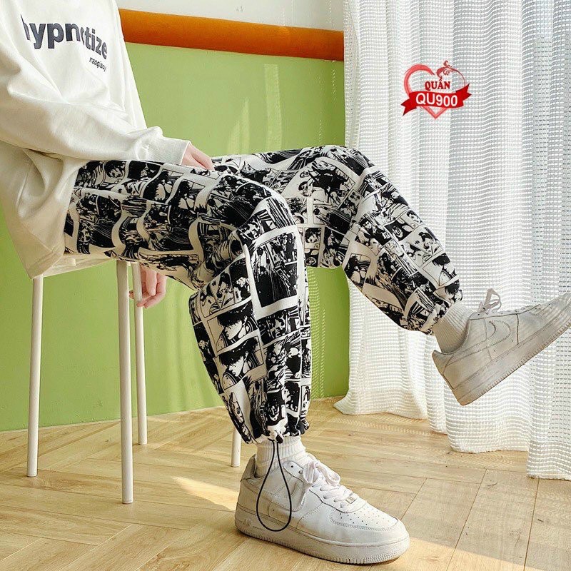 Quần Nỉ Unisex Nam Nữ Hình Cartoon Dây Rút Cá Tính Chất Đẹp
