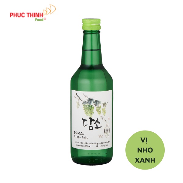 Sochu Trái Cây Damso Hàn Quốc Vị Nho Xanh 360ml