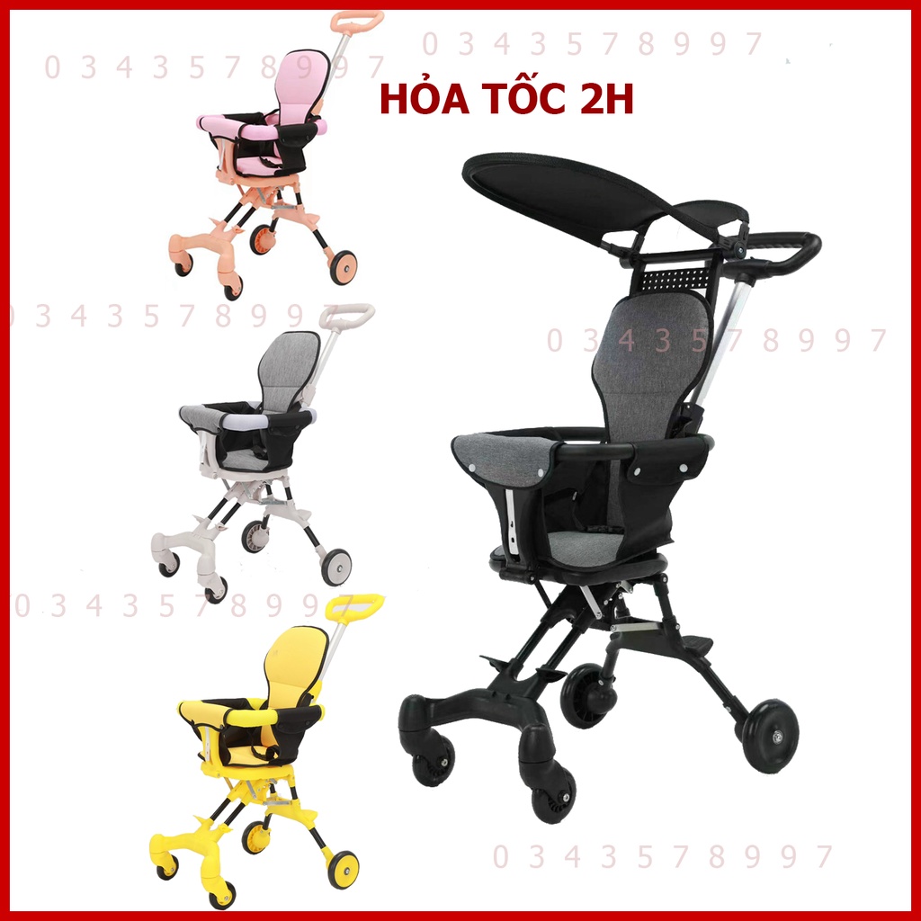 Xe đẩy gấp gọn em bé đi du lịch siêu gọn nhẹ, xe đẩy 2 chiều