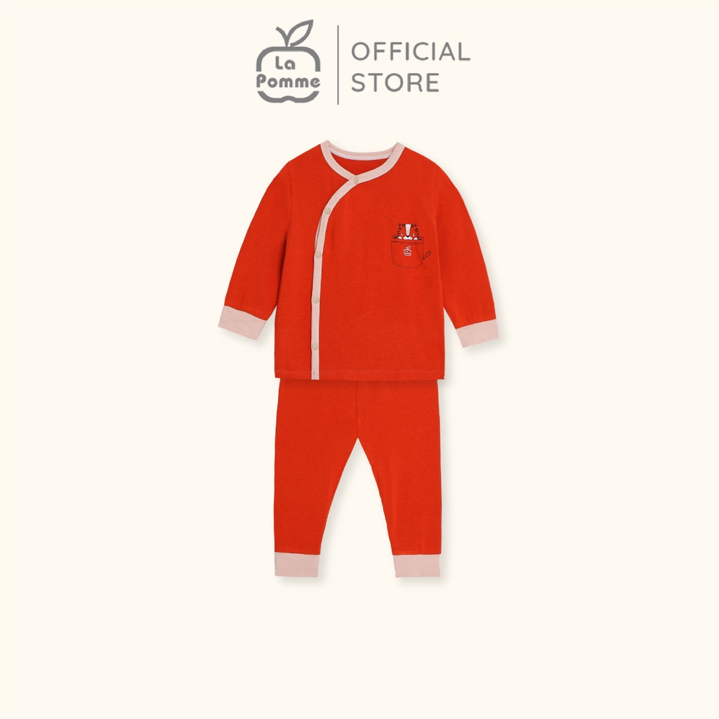 Lapomme sơ sinh La Pomme Bộ đồ dài tay cúc giữa,cúc lệch, body Tiger Cub (CTV)