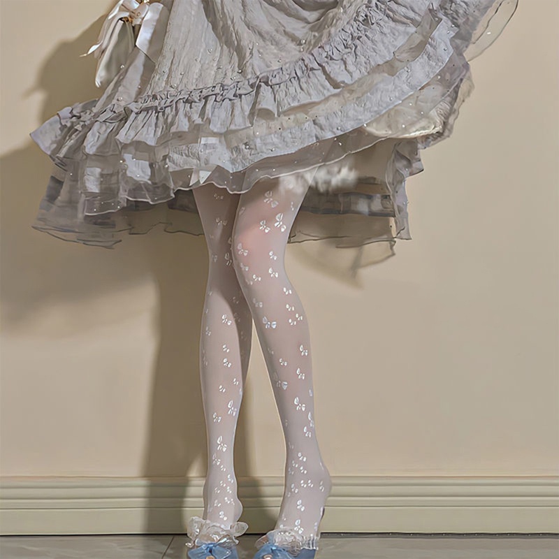 Quần Tất Mỏng Đính Nơ Phong Cách Lolita Nhật Bản Quyến Rũ