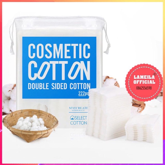 [FLASH SALE] - Bông tẩy trang MayCreate túi 222 miếng 3 lớp Nội Địa