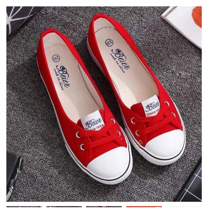 Giày Lười Vải Nữ, Giày Sục Nữ Buộc Dây Đi Cực Êm Chân Năng Động Trẻ Trung