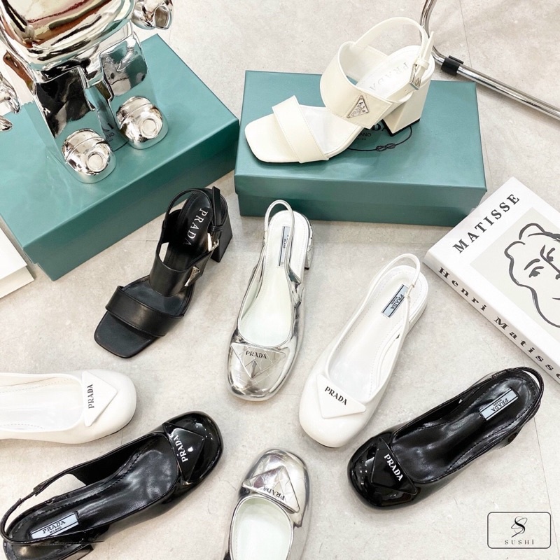 Sandal cao gót pra da gót thấp fullbox