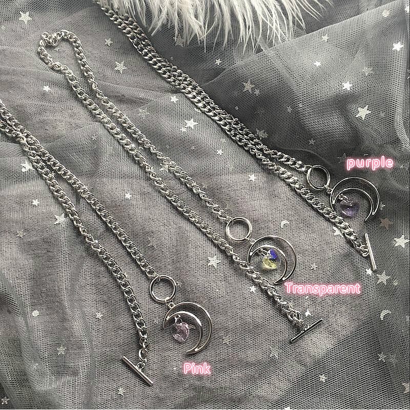 Dây Chuyền Phối Mặt Trăng Và Trái Tim 2854s Phong Cách Hàn Quốc