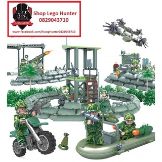 Gudi 8009 Army Bộ đồ chơi lắp ráp Căn cứ lính biệt kích Mỹ combo 8 lính đầy đủ trang bị