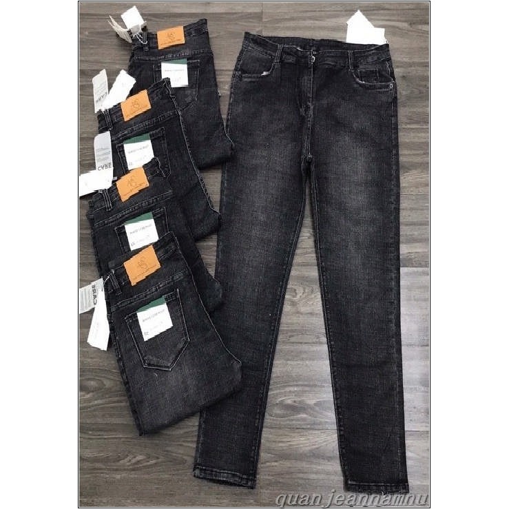 Quần jean nữ lưng cao ĐEN TIÊU NHẠT GỐI XỊN 004#-1