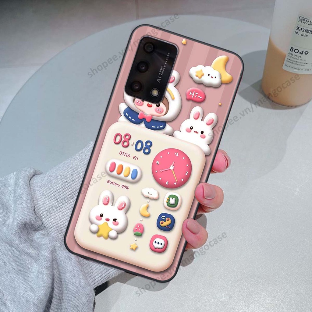 Ốp lưng Oppo A74 / A94 / A95 hình gấu, thỏ, đồng hồ cute dễ thương