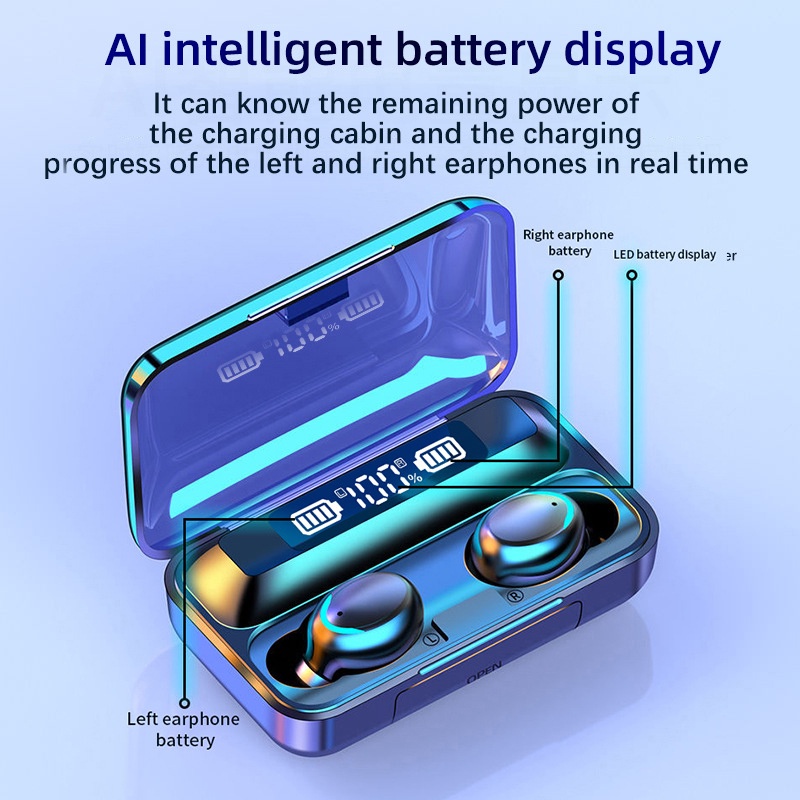 Tai nghe không dây SPRISE F9 2000mAH chống nước có màn hình kỹ thuật số