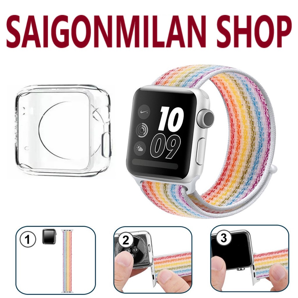Ốp Dẻo Bảo Vệ Viền Cho Đồng Hồ Thông Minh Apple Watch VS Dây Đeo Nylon Series 7/6/5/SE/4/3/2/1 Size 38-40-41-42-44-45mm