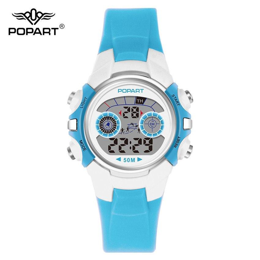 Đồng hồ điện tử cao cấp xinh xắn POPART mặt tròn, dây màu dành cho nam nữ, chống nước độ sâu đến 50m | BigBuy360 - bigbuy360.vn