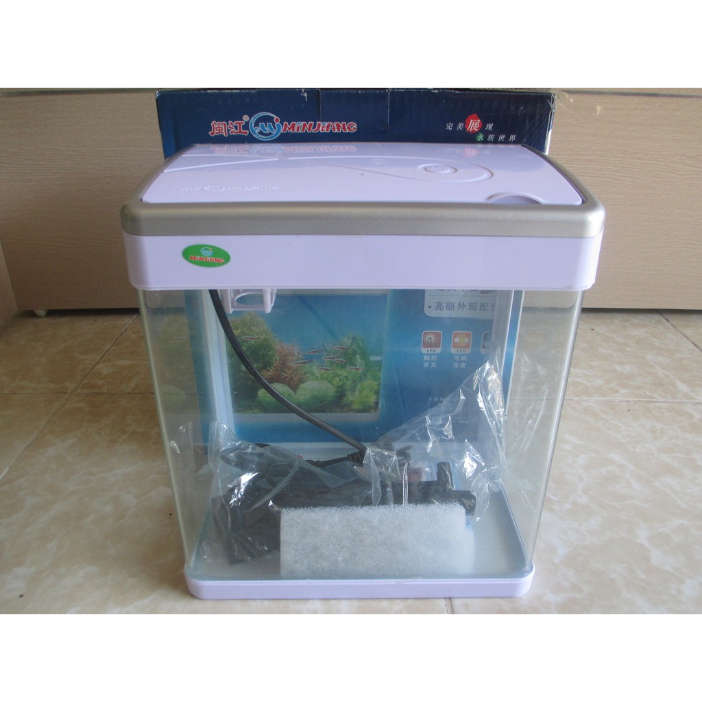 Bể Kính Đúc MJ 260 Tích Hợp Sẵn Bơm, Đèn, Máng Lọc, Kích Thước 26x17x29cm