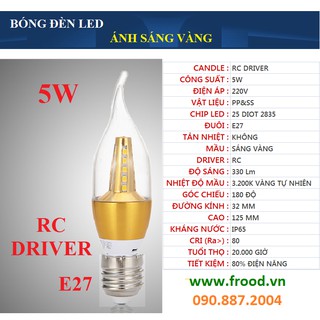 Bóng led nến 5w