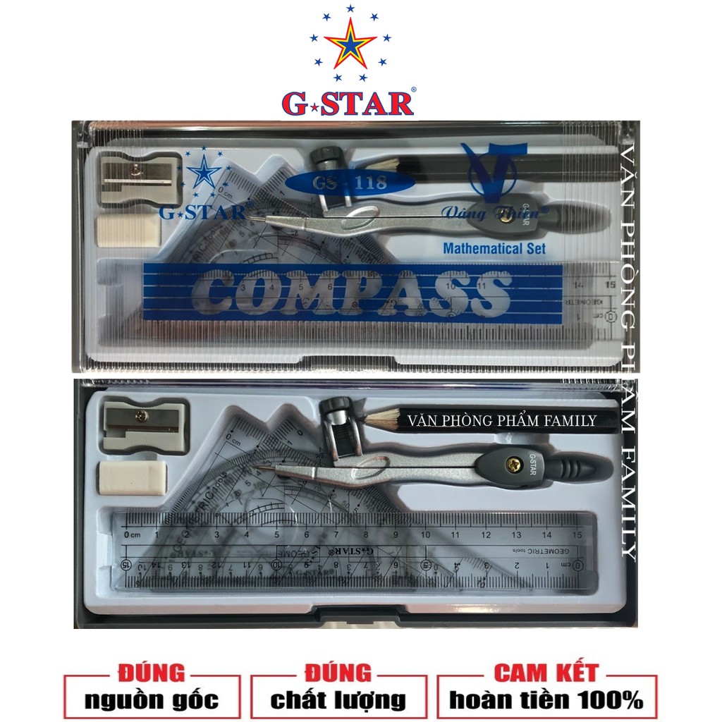 Compa Bộ 8 Món Cao Cấp Gstar U118 Chì Gỗ