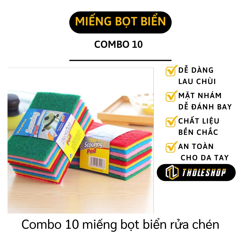 Miếng Rửa Chén - Combo 10 Miếng Bọt Biển Cọ Chén Dĩa, Nồi Siêu Sạch 9832
