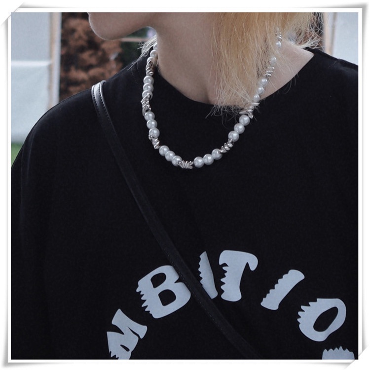 Vòng Cổ Đính Ngọc Trai Phong Cách Hiphop Thời Trang