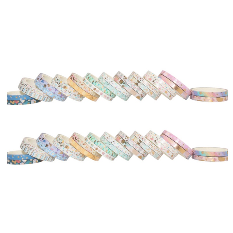 Bộ 24 Cuộn Băng Keo Dán Trang Trí Sổ Tay / Nhật Ký Bằng Lá Vàng