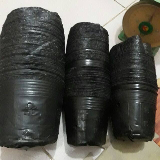 5  cái/chậu (Nhiều size) Túi ươm/ Chậu trồng cây nilon dày- Bầu mềm ươm cây, hạt giống nilông đen