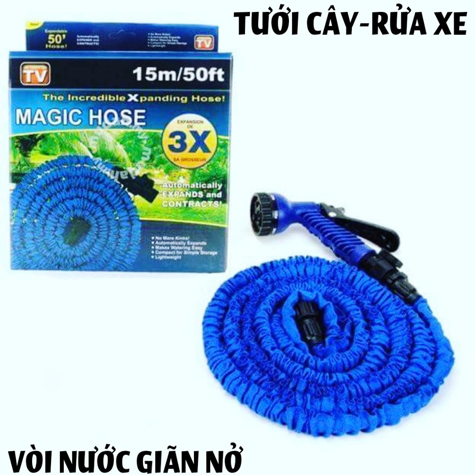 Vòi Nước Dãn Nở Rửa Xe, Tưới Cây Magic hose 3 Chế Độ