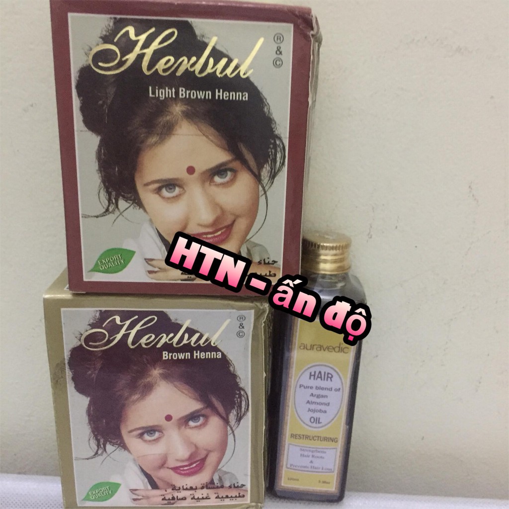 🌿🌾👨‍👨‍👧‍👧 BỘT LÁ NHUỘM TÓC - HERBUL HENNA 6 GÓI 60g🌿🌾👨‍👨‍👧‍👧